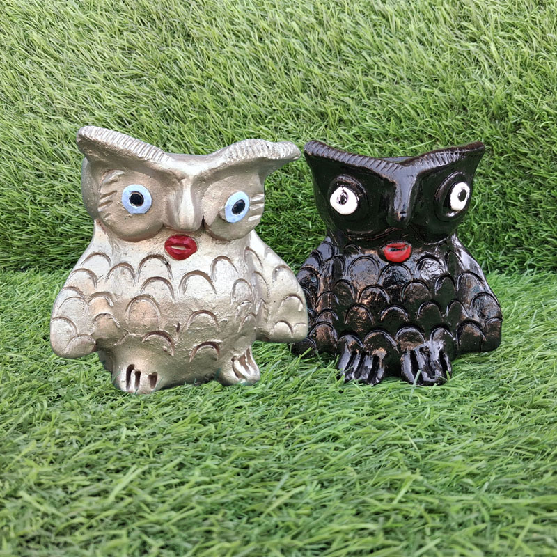 Handmade Mud Owl Combo (Black & Golden)