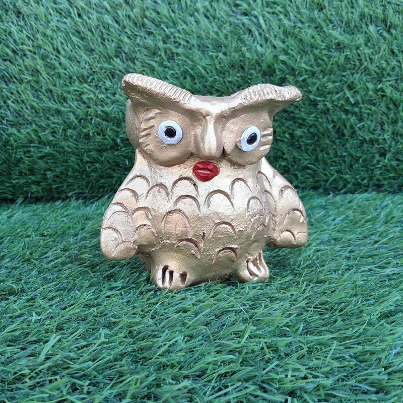 Handmade Mud Owl Golden